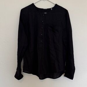 Elie Tahari Women’s Black Linen Button Down Shirt
